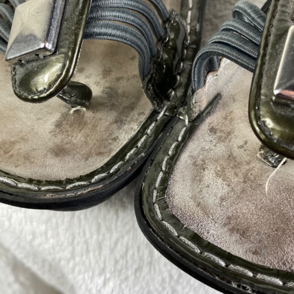 Alegria Pisa PIS-123 Wedge Sandals Slides Sz 37 US 7 / 7.5 Silver Leather Beaded - Picture 4 of 8